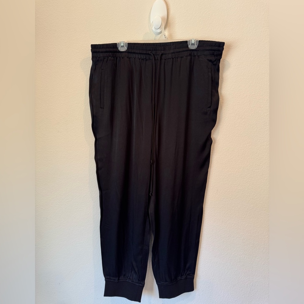 Loft Womens Black Satin Jogger Pants